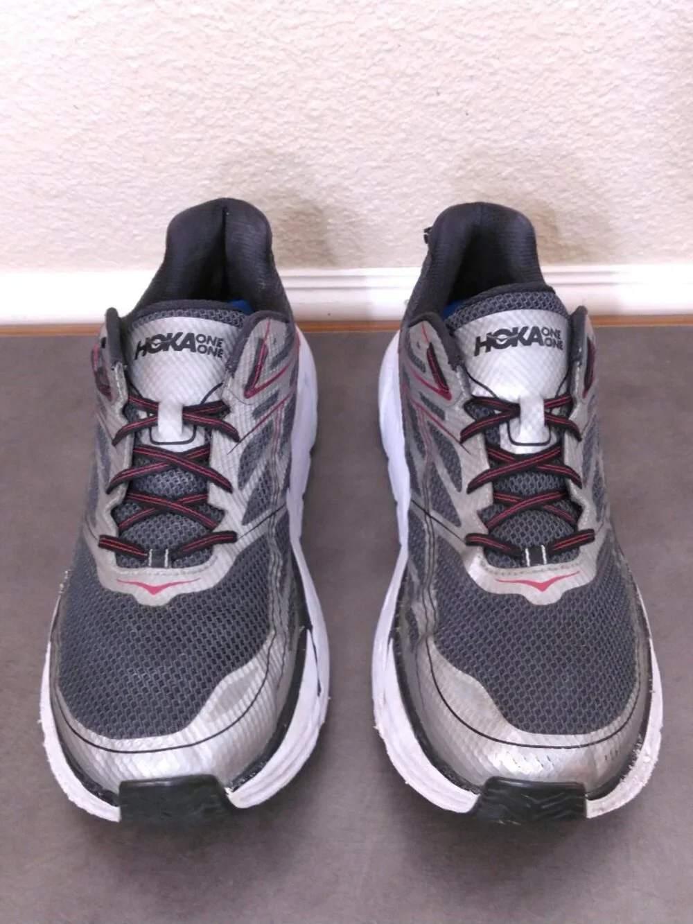 HOKA Clifton 3 Shoes Mens SIZE 14 Silver FORMULA ONE 1012046 SFON Running GYM